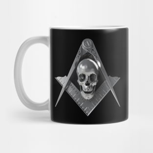 Silver Skull Square & Compass Masonic Freemason Mug